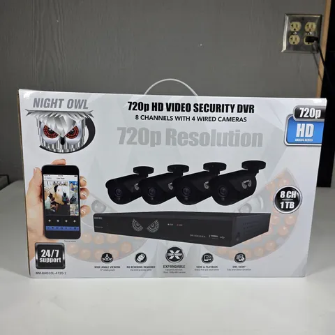 NIGHT OWL 8-CHANNEL SECURITY SYSTEM W/ 4 CAMERAS | WM-8HD10L-4720 | New Sealed