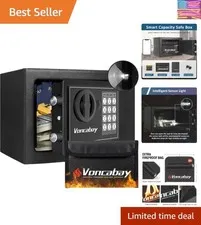 Money Safe Box for Home with Sensor Light & Fireproof Money Bag - 0.23 Cubic ...