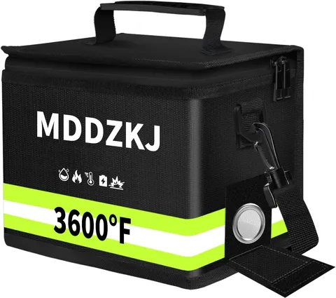 Lithium Battery Bag 8.6x5.8x6.6 Inch Fireproof Zipper Heat Insulated Storage