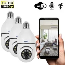 1080P WiFi E27 Light Bulb Camera 3PCS Smart Home Security Surveillance Cameras
