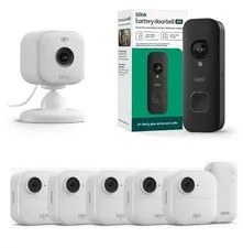 Blink 7 Camera Whole Home Security System Smart Outdoor 2K+ Doorbell & Mini 2