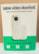 Blink Video Doorbell System with Head-to-Toe HD View Sync Module Core, White NEW