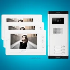 7" LCD Video&Audio Door Entry Kit with Night Vision Camera for 3-Apartment
