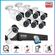 ZOSI H.265+ 5MP Lite 8CH Wired DVR 2MP Security CCTV Camera System 80ft IR Night