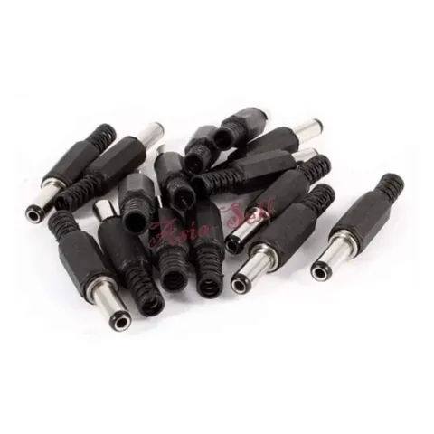 10pcs DC 5.5x2.1mm Power Cable Male Plug 14mm Shaft Connector Adaptor Plastic