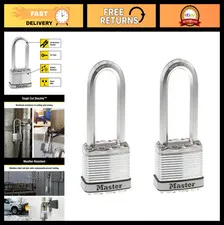 Heavy Duty Outdoor Padlock - 2 Pack Keyed-Alike, Weather Resistant, Secure Locki
