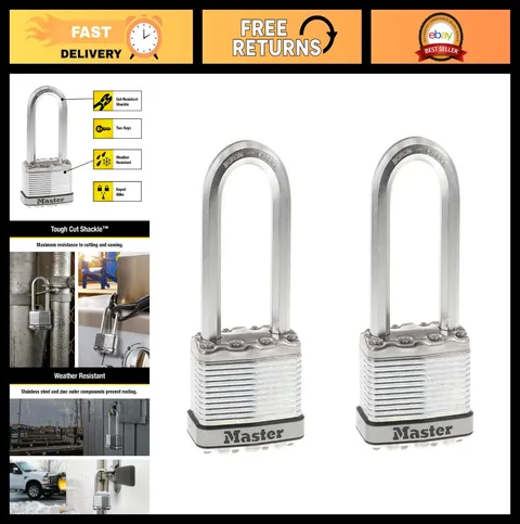 Heavy Duty Outdoor Padlock - 2 Pack Keyed-Alike, Weather Resistant, Secure Locki