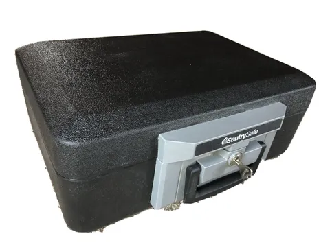 SENTRY SAFE With KEY  15” X 11” X 6” - USED CONDITION