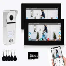 Wired Apartment Video Intercom System 2 Units 7 Inches Touch Monitor Wireless Wi
