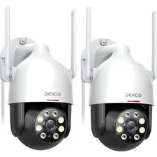 Dekco 2K Outdoor WiFi Security Camera 2 Cam Kit Pan Tilt Dome