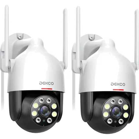 Dekco 2K Outdoor WiFi Security Camera 2 Cam Kit Pan Tilt Dome