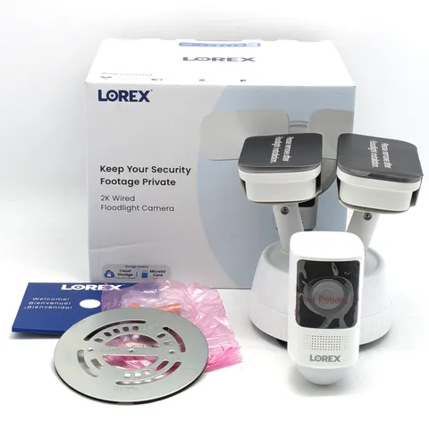 Lorex 2k Outdoor Floodlight Surveillance Camera Wall-Mount w/ Night Vision