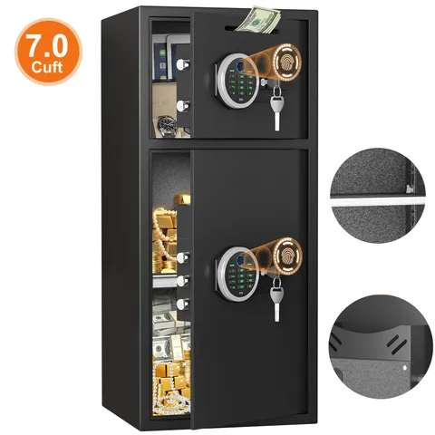 7.0 Cuft Fingerprint Safe with Drop Slot & Dual Alarm, Double Door Security Safe