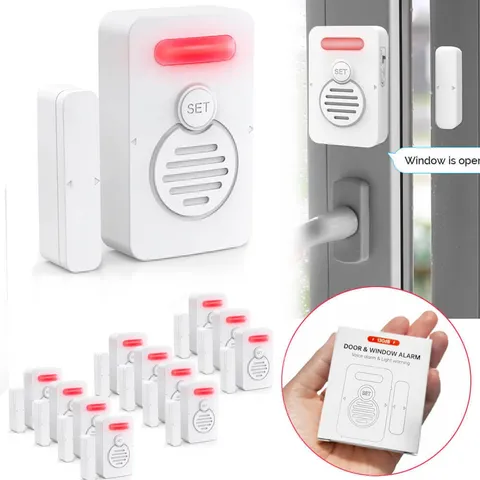 Personal Door Sensor Alarm Low/Loud 50 to 90 dB Voice Window Burglar Alert 12PCS