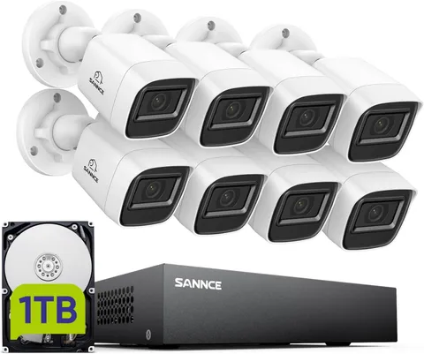 1080P Wired Security Camera System, CCTV 8 Channel 5-In-1 DVR with 1TB Hard Driv