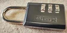 (1) Black Master Lock 3 Digit Combination Locker School Gym Storage Lock Padlock