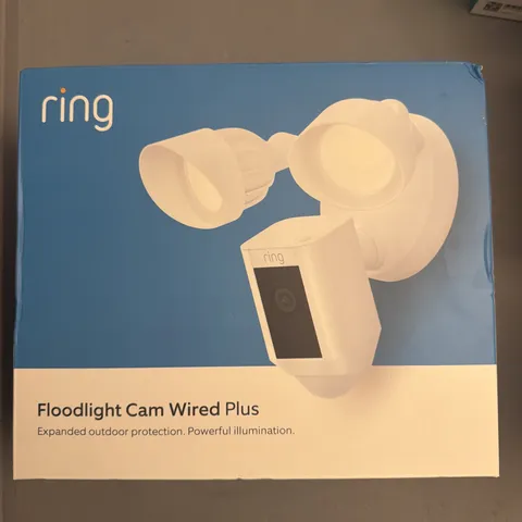 Ring Floodlight Cam Plus Outdoor Wired 1080p FHD Surveillance Camera White - NEW