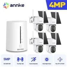 ANNKE 4MP PT Wireless Security IP Camera System Solar Battery Two Way Talk Color