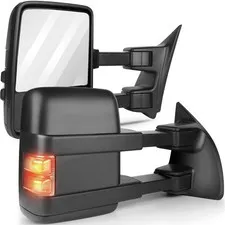 Tow Mirrors Pair Ford F250-550 Super Duty 99-15 Manual No Heat Turn Signal Black