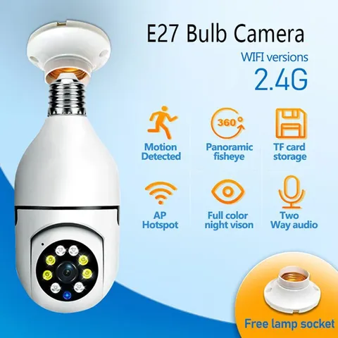 1080P HD E27 Bulb Surveillance Camera Anti-theft Outdoor Indoor Security Monitor