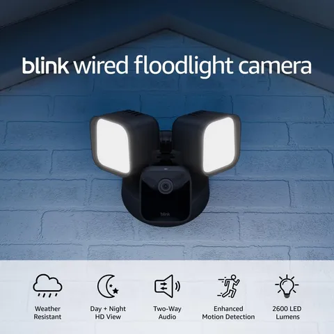 Blink Wired Floodlight Camera Smart Security Camera 2600 Lumens HD Live View NEW