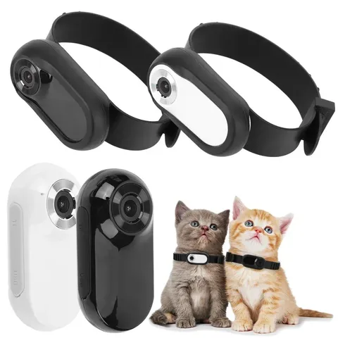 HD 1080P Pet Camera Collar No Wifi Needed, Video Recording Dog & Cat Tracker Col