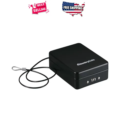 Small Safe Combination Lock Box Black Portable Alloy Steel 0.05 Cu Ft for Dor...