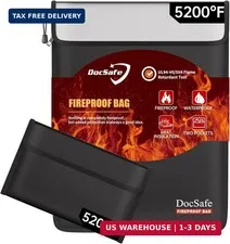 DocSafe Fireproof Document Bag (5200℉) with Fireproof Organizer Travel Case,Heat