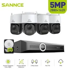 SANNCE 8CH NVR 5MP PT POE Security Camera IP System Two Way Audio Auto Tracking