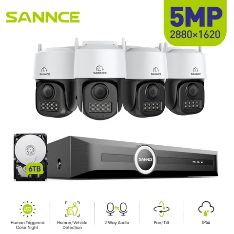 SANNCE 8CH NVR 5MP PT POE Security Camera IP System Two Way Audio Auto Tracking