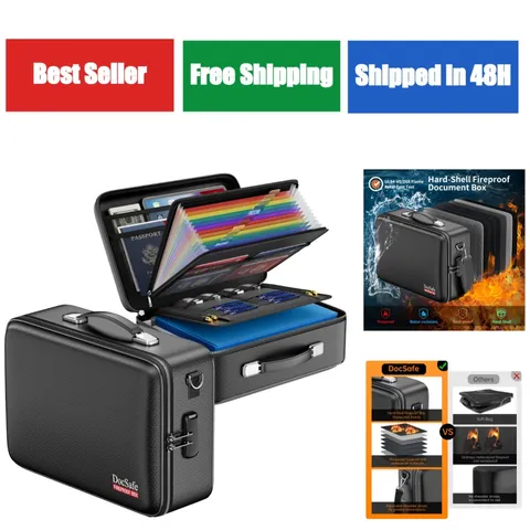 DocSafe Fireproof Document Box with Lock - Waterproof Safe Storage