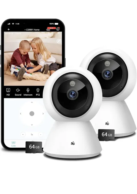 BJR 5ghz WiFi Security Cameras - Indoor Pan/Tilt 2K HD Pet Camera, Motion