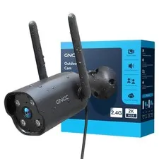 2K Outdoor Security Camera, 24/7 Recording, Plug-in, AI, Black-1P