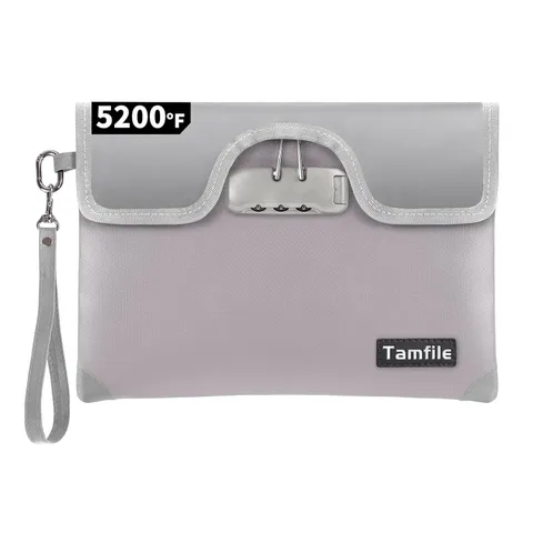 5200F Fireproof Waterproof Money Document Safe Bag with Lock and Zipper