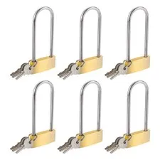 6Pcs Solid Brass Padlock with Key 1-5/8" Wide Body 2.7 Inch Long Shackle Lock