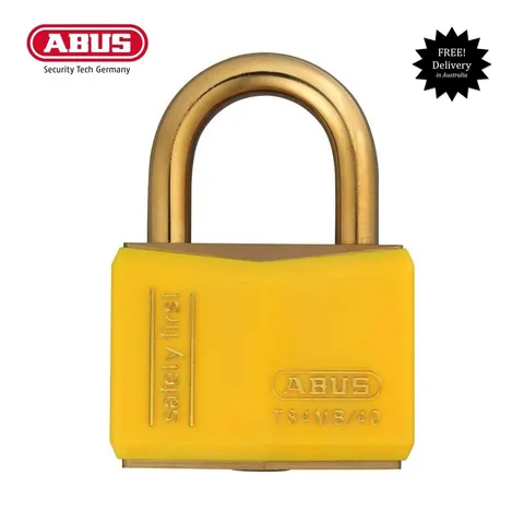ABUS Weatherproof Outdoor Padlock -T84MB40 40mm-Brass Keyed AlikePadlocks-Yellow