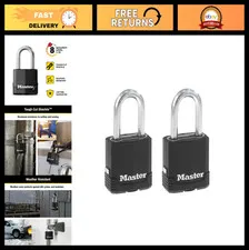 Heavy Duty Outdoor Padlock with Key - Weather Resistant, Cut Safe Shackle, 2 Pac