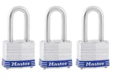 Master Lock Padlock 3TRILF Laminated Steel Pin Tumbler 3 PACK