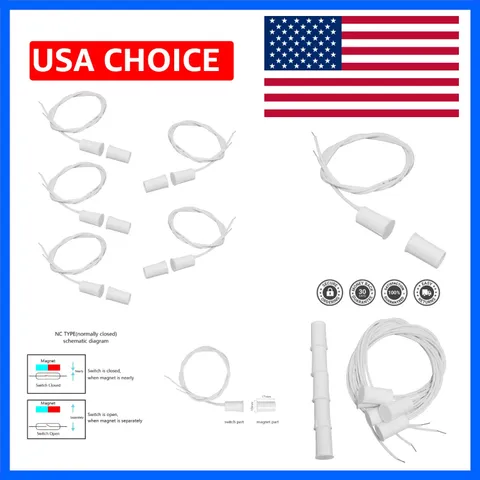 5 Pack Magnetic Contacts Switch Window Door Sensor for Alarm System NC 3/8"