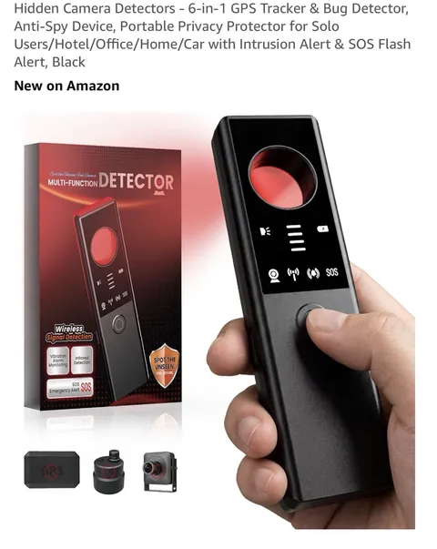 6-in-1 Anti-Spy Hidden Camera & GPS Bug Detector, Signal Scanner, Rechargeable P