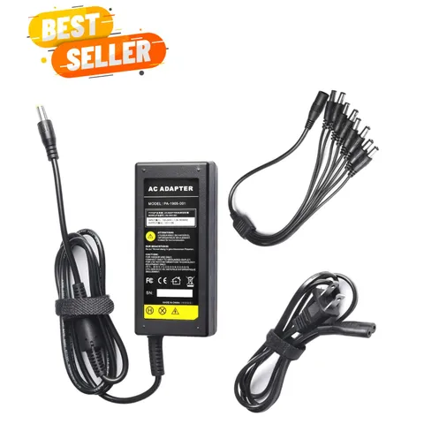 Versatile 12V 5A AC to DC Adapter for Security Cameras & LED Strip Lights