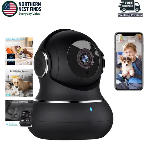 Smart 2K Indoor Camera - Cry Detection, Night Vision & Two-Way Audio for Pets