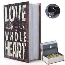 Fowseek Decorative Book Safe Combination Lock Vintage Faux Book Hidden Safe For