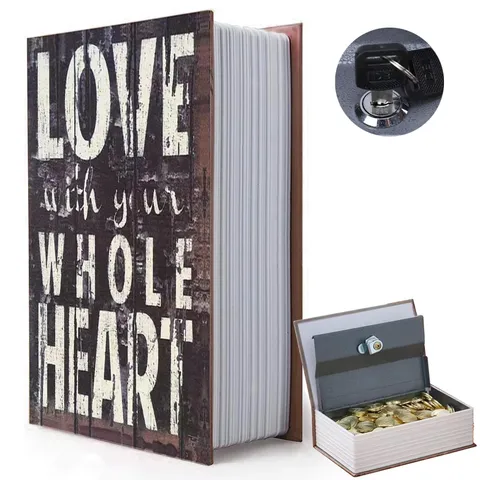 Fowseek Decorative Book Safe Combination Lock Vintage Faux Book Hidden Safe For