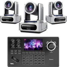 PTZ Camera and Controller Bundle - 4K NDI PTZ Camera(3Pcs) 20X Zoom AI Tracking