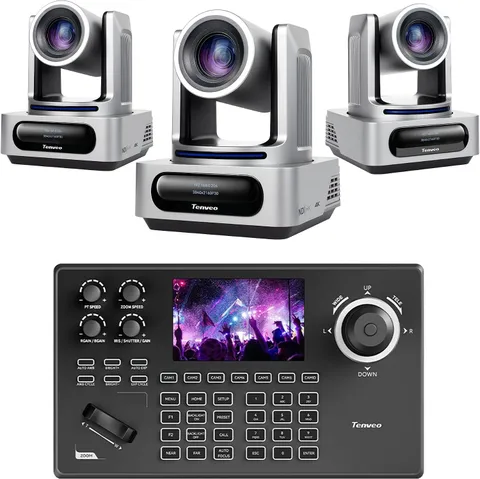 PTZ Camera and Controller Bundle - 4K NDI PTZ Camera(3Pcs) 20X Zoom AI Tracking