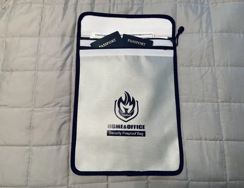 Fireproof Waterproof Document Money Bag 15x11 Two Pocket Organizer Zipper