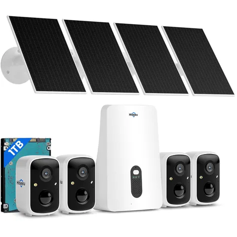 Hiseeu Solar Wireless Security Camera System Outdoor, 1TB Storage 4 Cam Kit-2