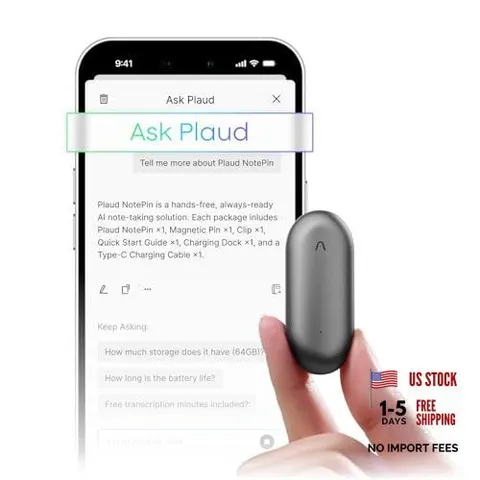 NotePin Voice Recorder, AI Voice Recorder, AI Note Taker, AI Transcribe & Gray