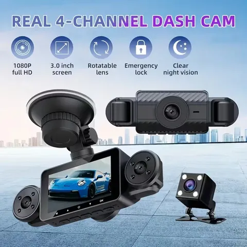 360° Car DVR 3-Inch Screen 4 Channel FHD Video Recorder WIFI Night Vision